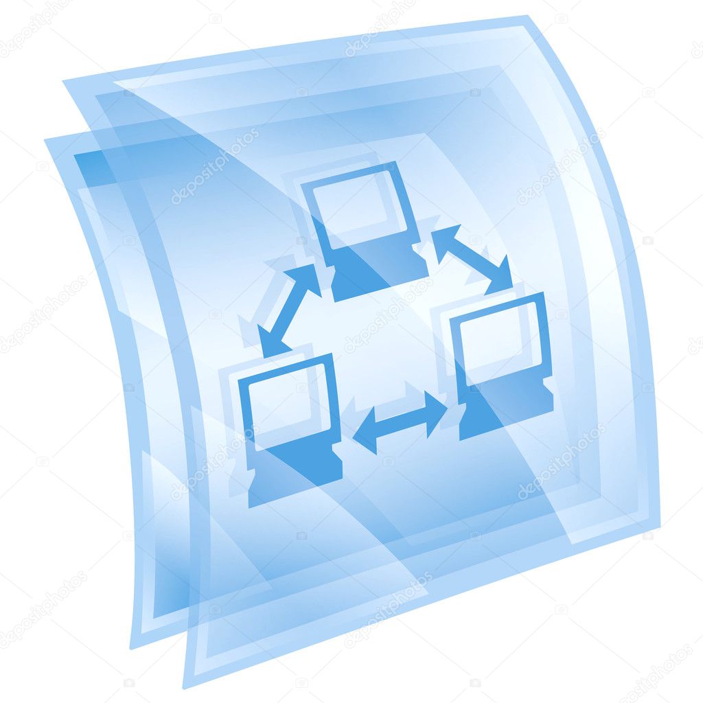 Network icon blue, isolated on white background