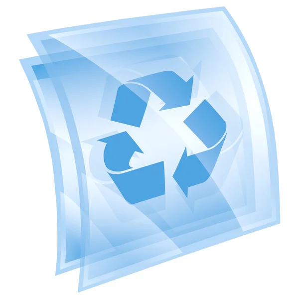 Återvinning symbol ikonen blue square, isolerad på vit bakgrund. — Stockfoto