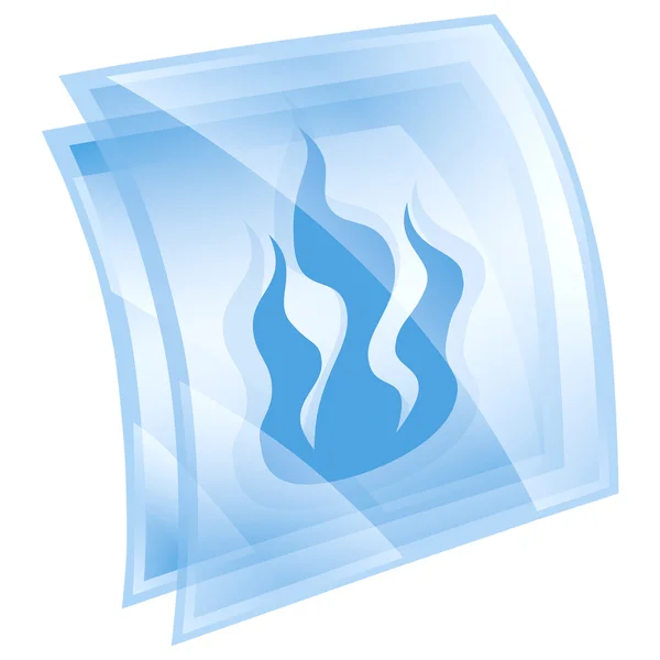 Feuer-Symbol Zeichen blaues Quadrat, isoliert auf weißem Hintergrund. — Stockfoto