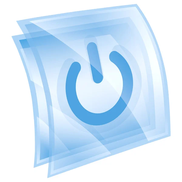Power κουμπί μπλε τετράγωνο, απομονωμένα σε λευκό φόντο. — Φωτογραφία Αρχείου