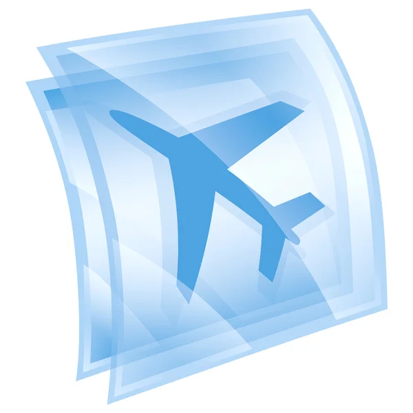 Vliegtuig pictogram blauw vierkant, geïsoleerde op witte achtergrond. — Stockfoto