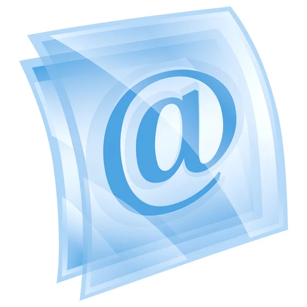 E-mail symbool blauwe vierkant, geïsoleerd op witte achtergrond. — Stockfoto