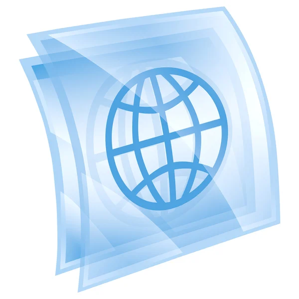 Wereld pictogram blauw vierkant, geïsoleerde op witte achtergrond. — Stockfoto