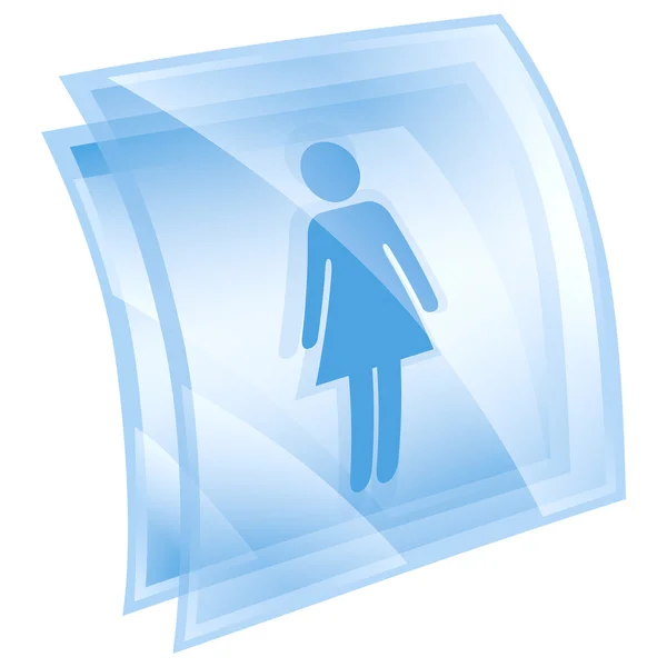 Nő ikon kék négyzet, a elszigetelt fehér háttér — Stock Fotó