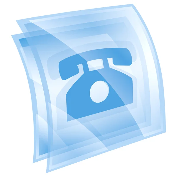 Telefoon pictogram blauw vierkant, geïsoleerde op witte achtergrond. — Stockfoto
