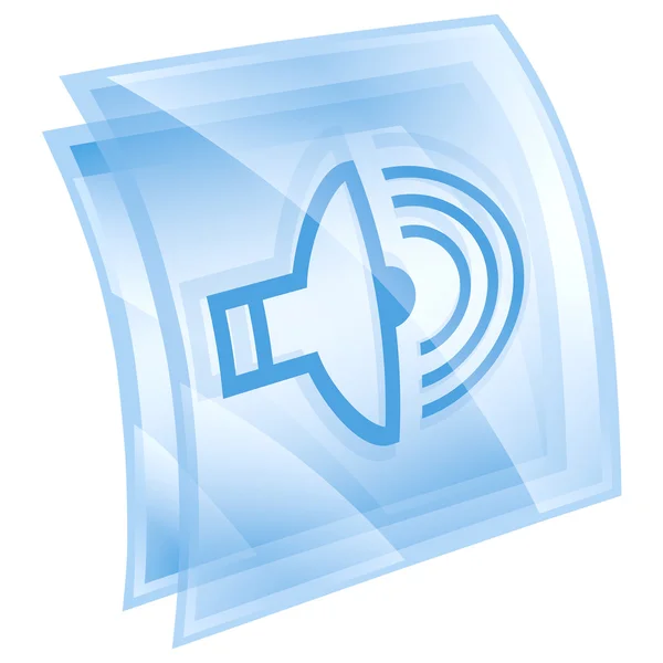 Haut-parleur icône carré bleu, isolé sur fond blanc . — Photo