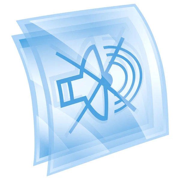 Altavoz apagado icono azul cuadrado, aislado sobre fondo blanco . —  Fotos de Stock