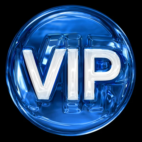 Icono VIP azul, aislado sobre fondo negro . — Foto de Stock