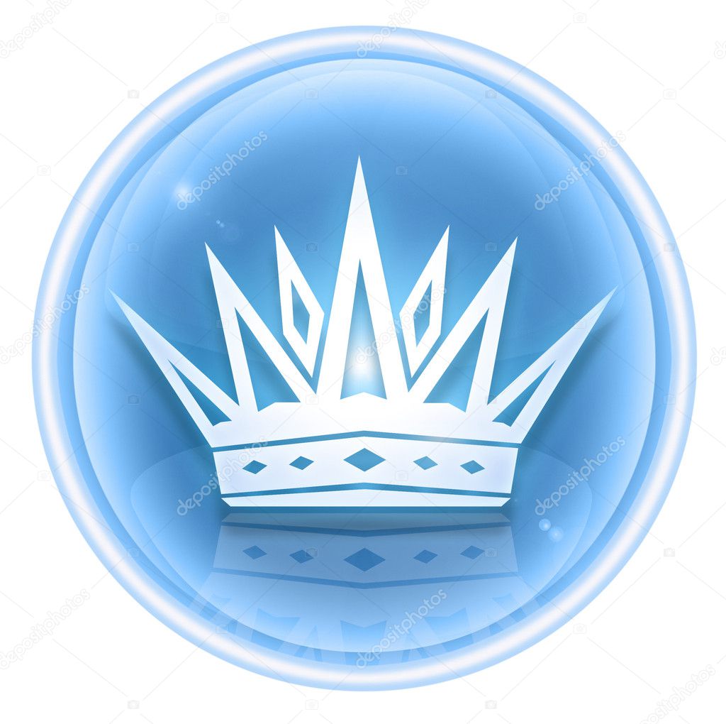 Crown icon ice, isolated on white background.