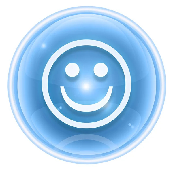 Smiley ícone de gelo, isolado no fundo branco . — Fotografia de Stock