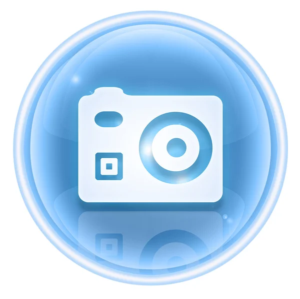 Camera icon ice, isolated on white background — Stock Photo, Image