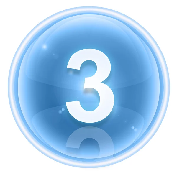 Numero kolme ikoni jää, eristetty valkoisella pohjalla — kuvapankkivalokuva