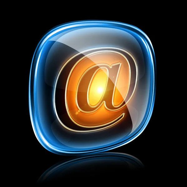 Icono de correo electrónico neón, aislado sobre fondo negro — Foto de Stock