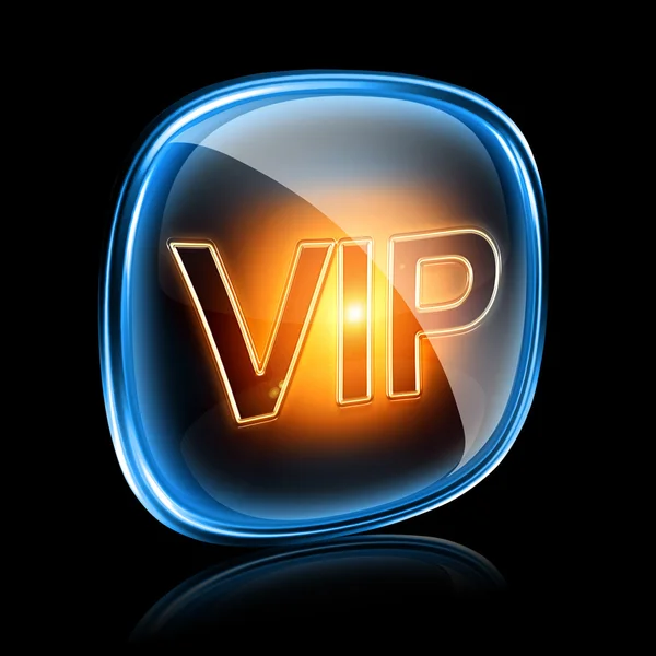 VIP simgesi neon, siyah arka plan üzerine izole — Stok fotoğraf