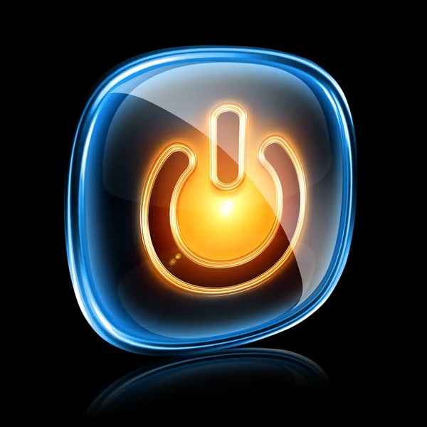 Power Icon Neon, isoliert auf schwarzem Hintergrund — Stockfoto