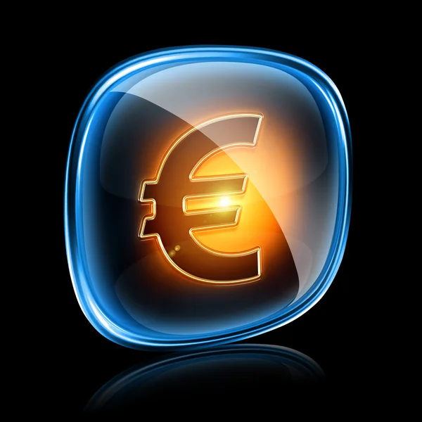 Euro ícone néon, isolado no fundo preto . — Fotografia de Stock