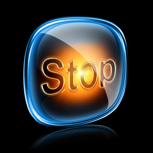Stop pictogram neon, geïsoleerd op zwarte achtergrond — Stockfoto