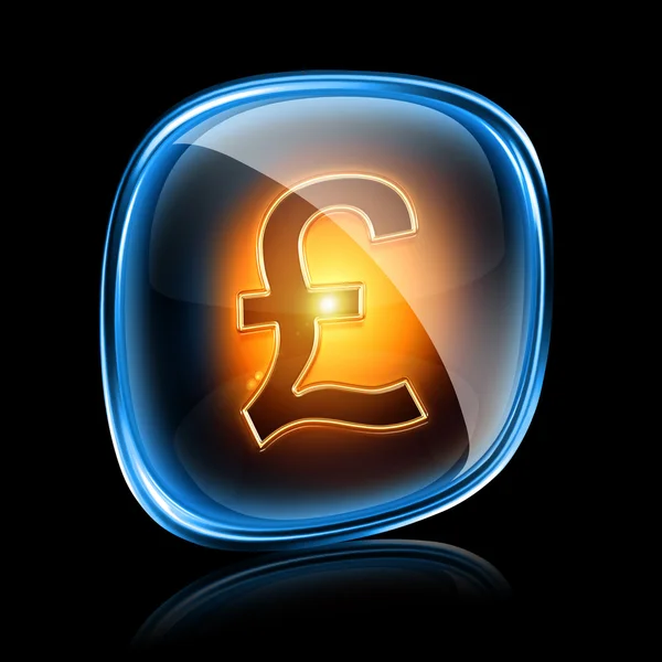 Pound icon neon, isolated on black background — Stock Photo, Image