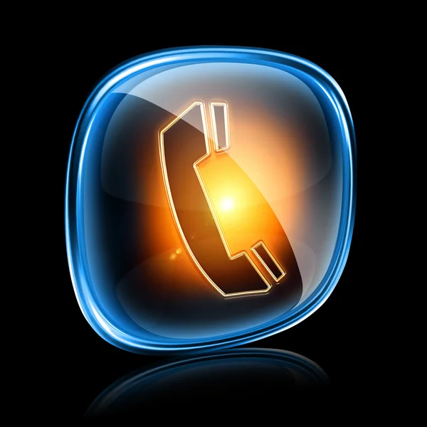 Telefoon pictogram neon, geïsoleerd op zwarte achtergrond. — Stockfoto