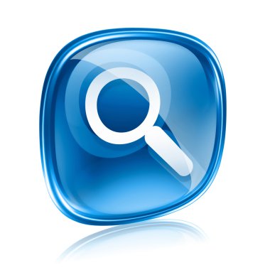 Magnifier icon blue glass, isolated on white background. clipart