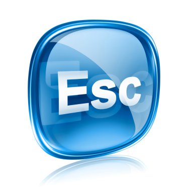 Esc icon blue glass, isolated on white background clipart
