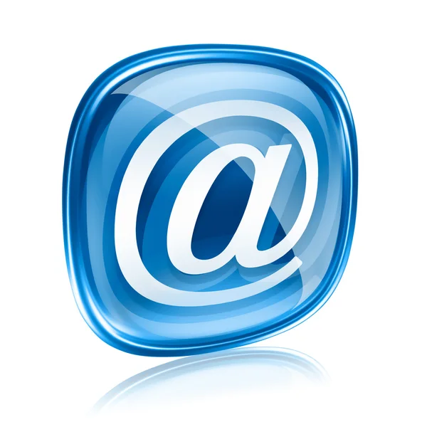 Icono de correo electrónico vidrio azul, aislado sobre fondo blanco . — Foto de Stock