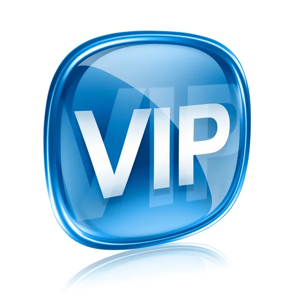 VIP ikonę niebieskiego szkła, na białym tle. — Zdjęcie stockowe