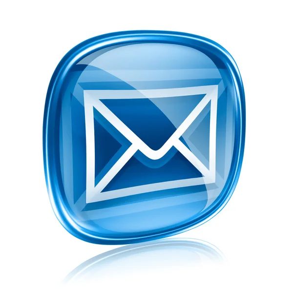 Envelope icon blue glass, isolated on white background — Stock Photo, Image