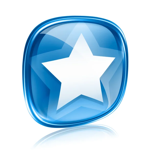 Vidro de vidro azul ícone estrela, isolado no fundo branco . — Fotografia de Stock