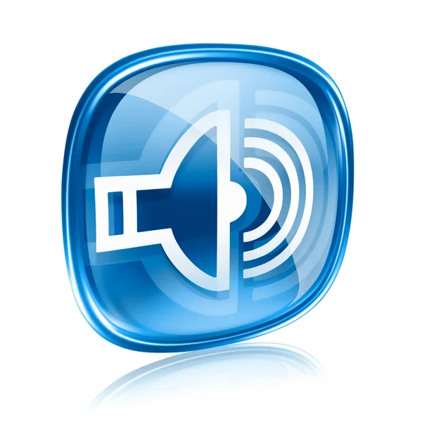Speaker icona vetro blu, isolato su sfondo bianco . — Foto Stock