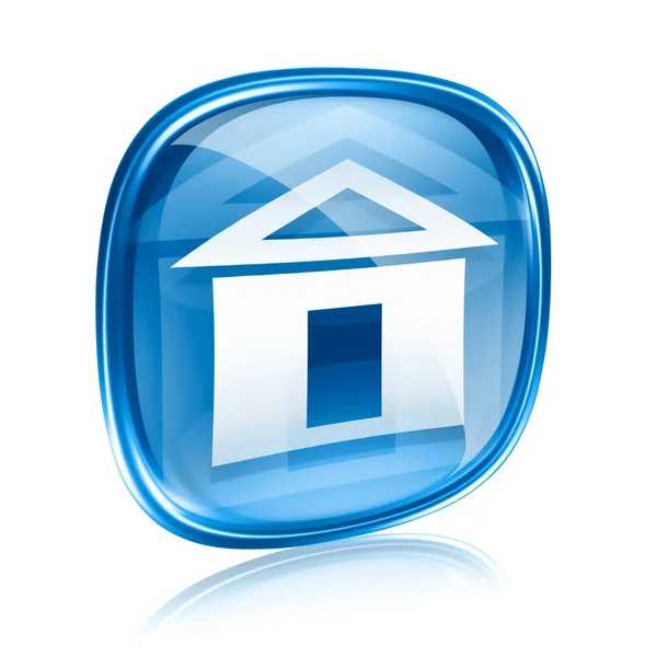 Домашня ікона блакитне скло, ізольовані на білому тлі — стокове фото