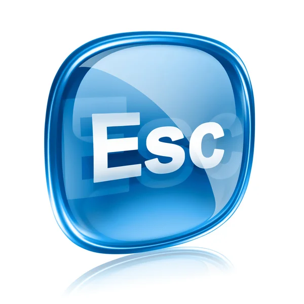 Esc キー アイコン青いガラス、白い背景で隔離 — ストック写真