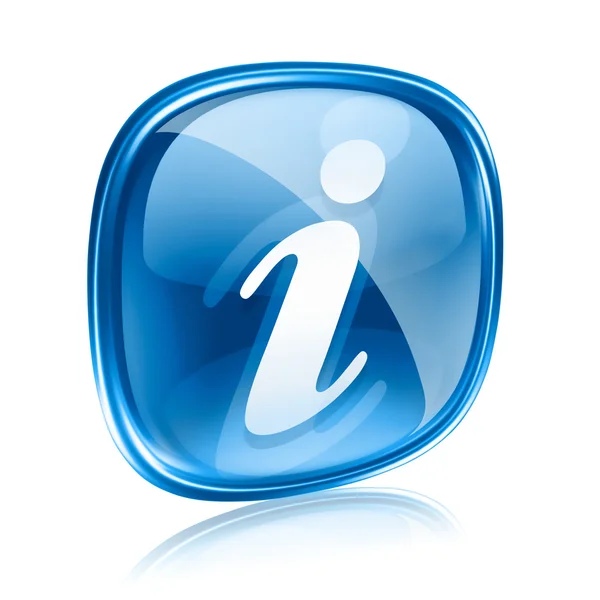 Informationssymbol blaues Glas, isoliert auf weißem Hintergrund — Stockfoto