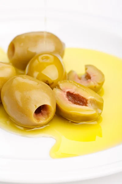 stock image Olive oil and olives