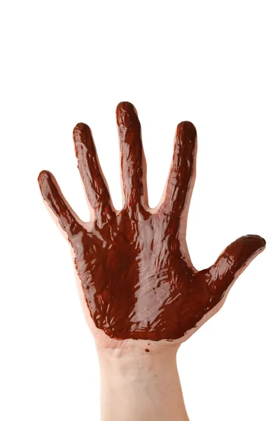 チョコレートの手 — ストック写真