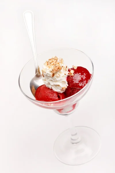 바닐라 아이스크림과 과일 셔 벗 — 스톡 사진