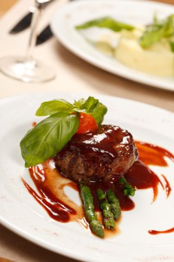 Fillet steak with asparagus clipart