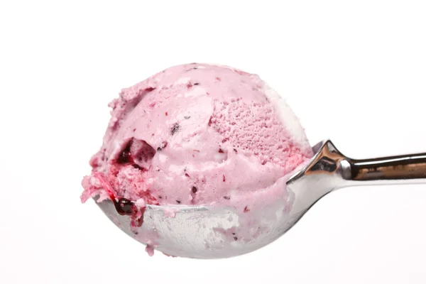 Ice cream in spoon — Stock Photo, Image