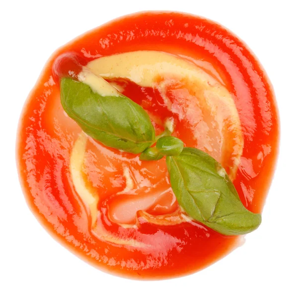 Ketchup and basil — Stock Photo, Image