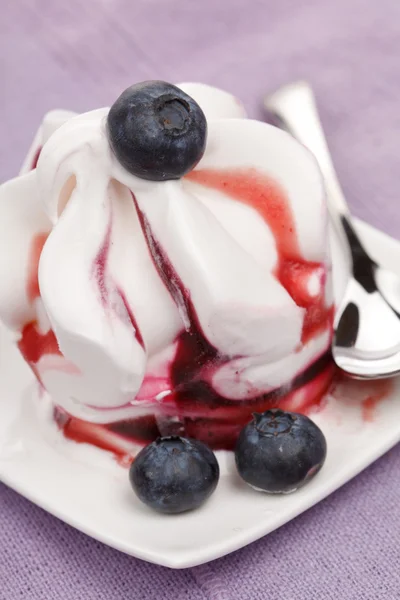Ice cream with blueberries — Stock Photo, Image