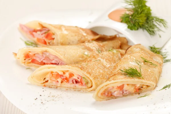 Pancakes with Salmon — Stock Photo, Image
