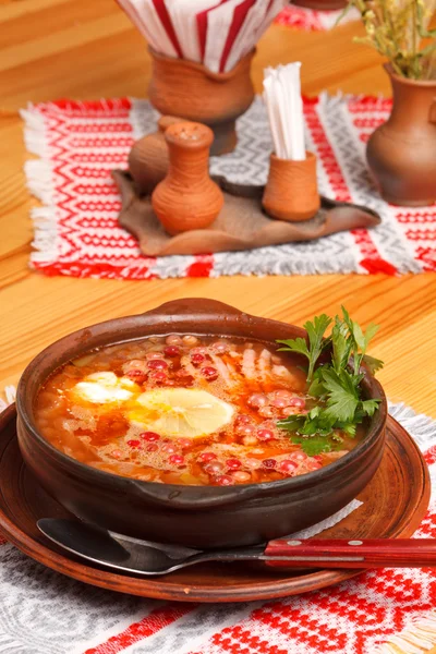 Meat soup with lemon — Stock Image Meat soup with lemon Stock Image