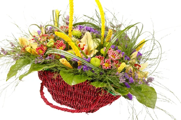 Beautiful flowers in the basket — Stock Photo, Image