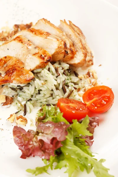 Filetto di pollo con verdure e riso — Foto Stock