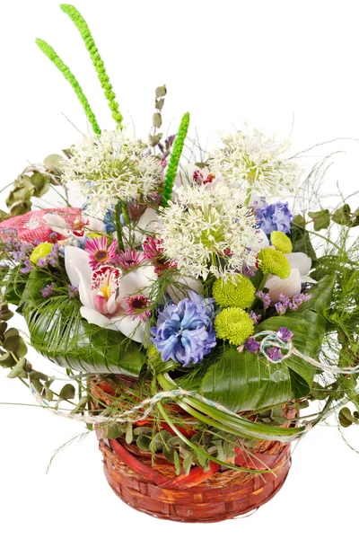 Beautiful flowers in the basket — Stock Photo, Image