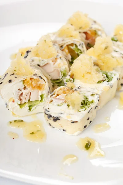 Sweet rolls with banana sorbet — Stock Photo, Image
