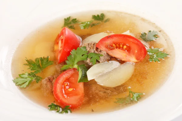 Vegetable soup with beef — Stock Photo, Image