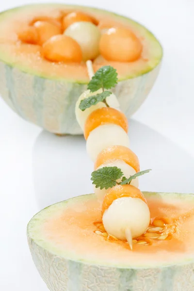 Melon piłki z miętą — Zdjęcie stockowe