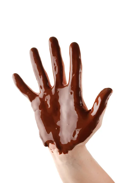 Chocolate hand — Stock Photo, Image