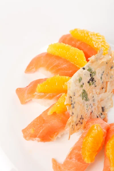 stock image Salmon nigiri with orange